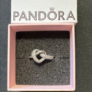 Pandora Silver Sparkle heart knot Ring size 7